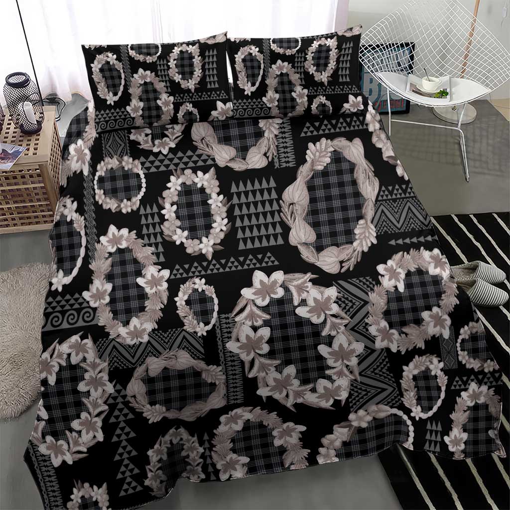 Hawaiian Leis Bedding Set Kakau Tattoos and Palaka Pastel Grayscale LT03 - Polynesian Pride