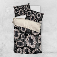 Hawaiian Leis Bedding Set Kakau Tattoos and Palaka Pastel Grayscale LT03 US Twin 172cm x 218cm Black - Polynesian Pride