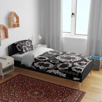 Hawaiian Leis Bedding Set Kakau Tattoos and Palaka Pastel Grayscale LT03 - Polynesian Pride