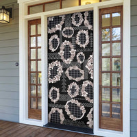 Hawaiian Leis Door Cover Kakau Tattoos and Palaka Pastel Grayscale LT03 - Polynesian Pride