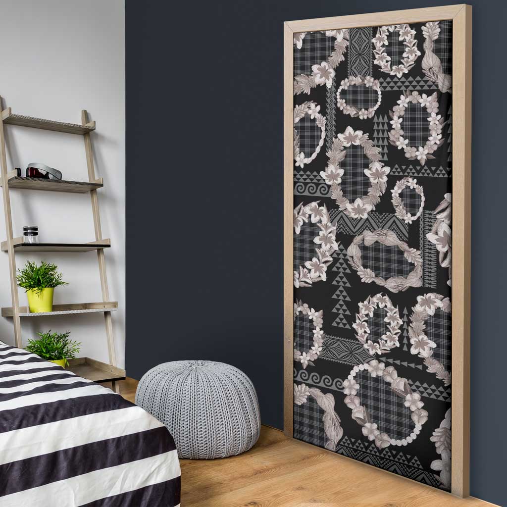 Hawaiian Leis Door Cover Kakau Tattoos and Palaka Pastel Grayscale LT03 - Polynesian Pride