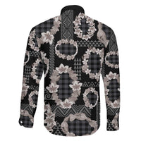 Hawaiian Leis Family Matching Long Sleeve Bodycon Dress and Hawaiian Shirt Kakau Tattoos and Palaka Pastel Grayscale LT03 - Polynesian Pride