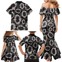 Hawaiian Leis Family Matching Mermaid Dress and Hawaiian Shirt Kakau Tattoos and Palaka Pastel Grayscale LT03 - Polynesian Pride