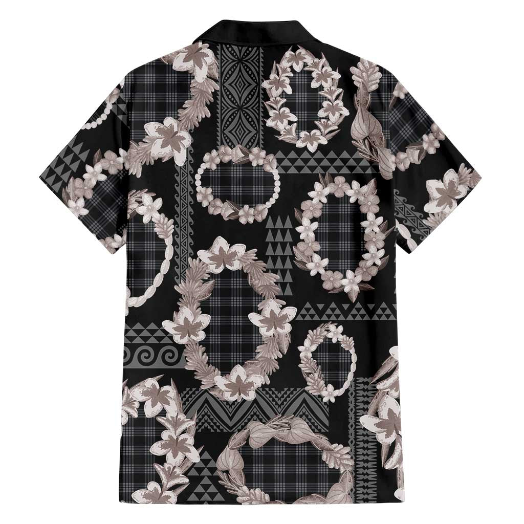 Hawaiian Leis Family Matching Off Shoulder Maxi Dress and Hawaiian Shirt Kakau Tattoos and Palaka Pastel Grayscale
