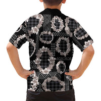 Hawaiian Leis Family Matching Summer Maxi Dress and Hawaiian Shirt Kakau Tattoos and Palaka Pastel Grayscale LT03 - Polynesian Pride