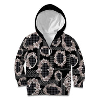 Hawaiian Leis Kid Hoodie Kakau Tattoos and Palaka Pastel Grayscale