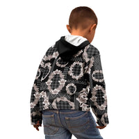 Hawaiian Leis Kid Hoodie Kakau Tattoos and Palaka Pastel Grayscale
