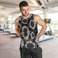 Hawaiian Leis Men Tank Top Kakau Tattoos and Palaka Pastel Grayscale LT03 Black - Polynesian Pride