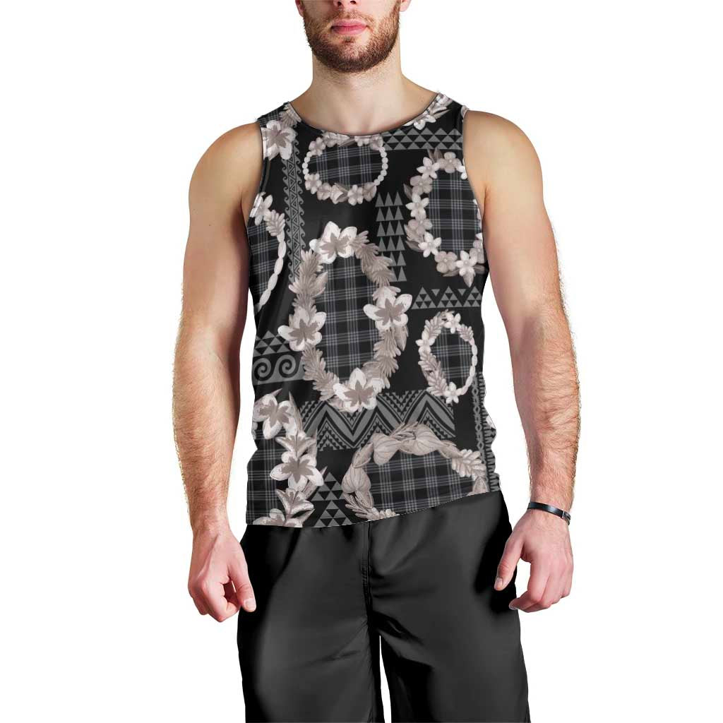 Hawaiian Leis Men Tank Top Kakau Tattoos and Palaka Pastel Grayscale LT03 - Polynesian Pride
