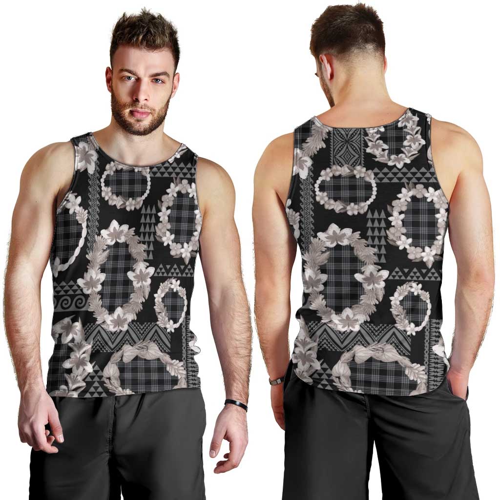 Hawaiian Leis Men Tank Top Kakau Tattoos and Palaka Pastel Grayscale LT03 - Polynesian Pride