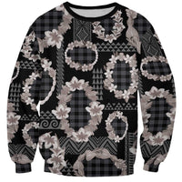 Hawaiian Leis Sweatshirt Kakau Tattoos and Palaka Pastel Grayscale