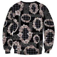 Hawaiian Leis Sweatshirt Kakau Tattoos and Palaka Pastel Grayscale