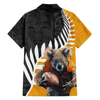 New Zealand and Australia Rugby Family Matching Off The Shoulder Long Sleeve Dress and Hawaiian Shirt Koala and Maori Warrior Together
