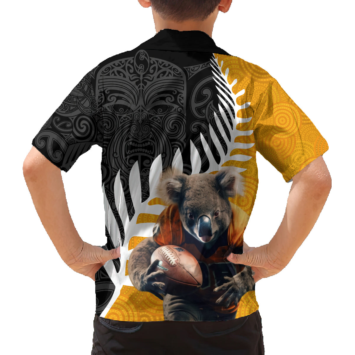New Zealand and Australia Rugby Family Matching Summer Maxi Dress and Hawaiian Shirt Koala and Maori Warrior Together LT03 - Polynesian Pride