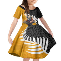 New Zealand and Australia Rugby Family Matching Tank Maxi Dress and Hawaiian Shirt Koala and Maori Warrior Together LT03 Daughter's Dress Black - Polynesian Pride