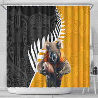 New Zealand and Australia Rugby Shower Curtain Koala and Maori Warrior Together LT03 - Polynesian Pride