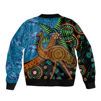 Fiji and Australia Bomber Jacket Palm Tree and Abogirinal Emu