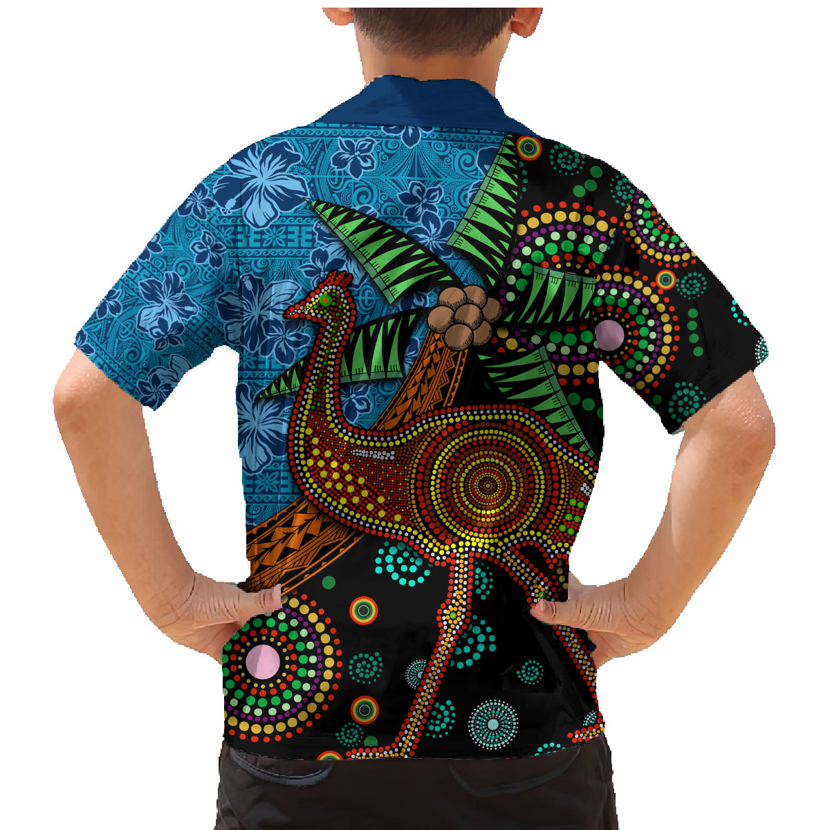 Fiji and Australia Family Matching Mermaid Dress and Hawaiian Shirt Palm Tree and Abogirinal Emu