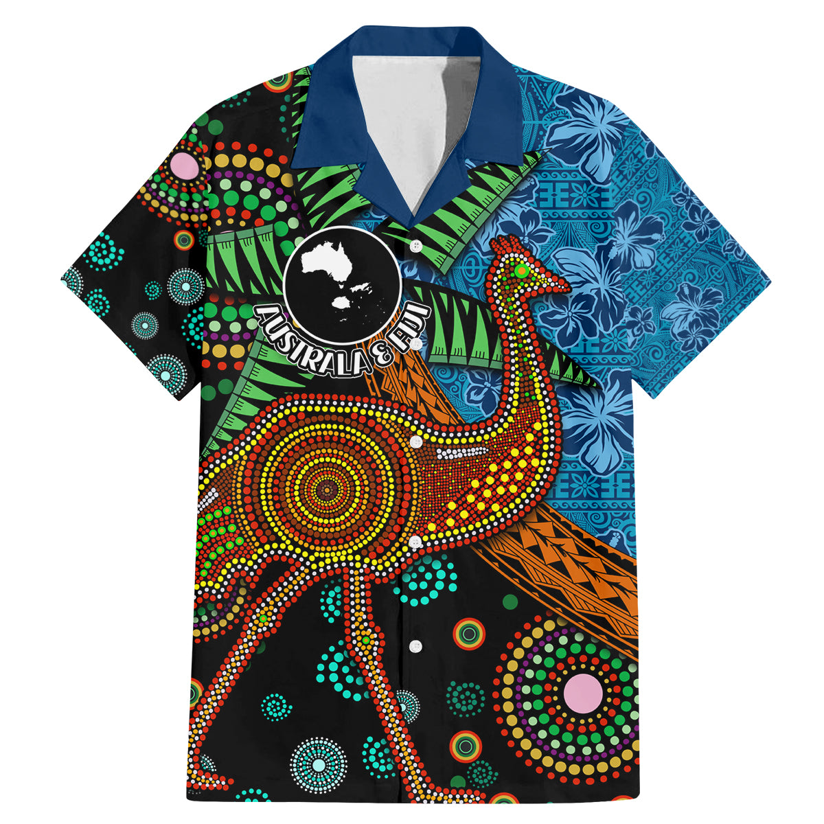 Fiji and Australia Family Matching Mermaid Dress and Hawaiian Shirt Palm Tree and Abogirinal Emu