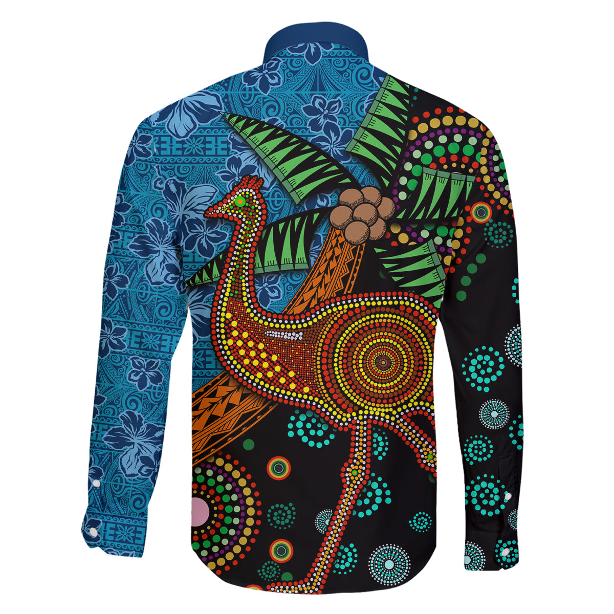 Fiji and Australia Family Matching Tank Maxi Dress and Hawaiian Shirt Palm Tree and Abogirinal Emu