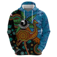 Fiji and Australia Zip Hoodie Palm Tree and Abogirinal Emu