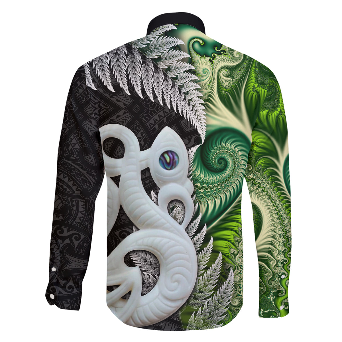 New Zealand Koru Natural Family Matching Summer Maxi Dress and Hawaiian Shirt Manaia and Silver Fern Maori Pattern LT03 - Polynesian Pride