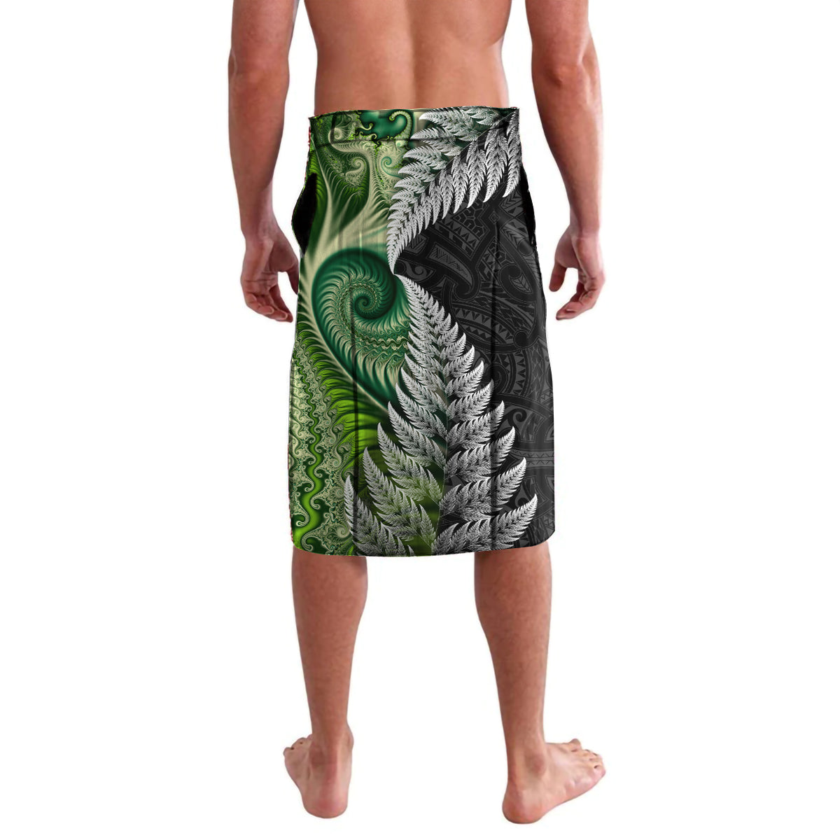 New Zealand Koru Natural Lavalava Manaia and Silver Fern Maori Pattern