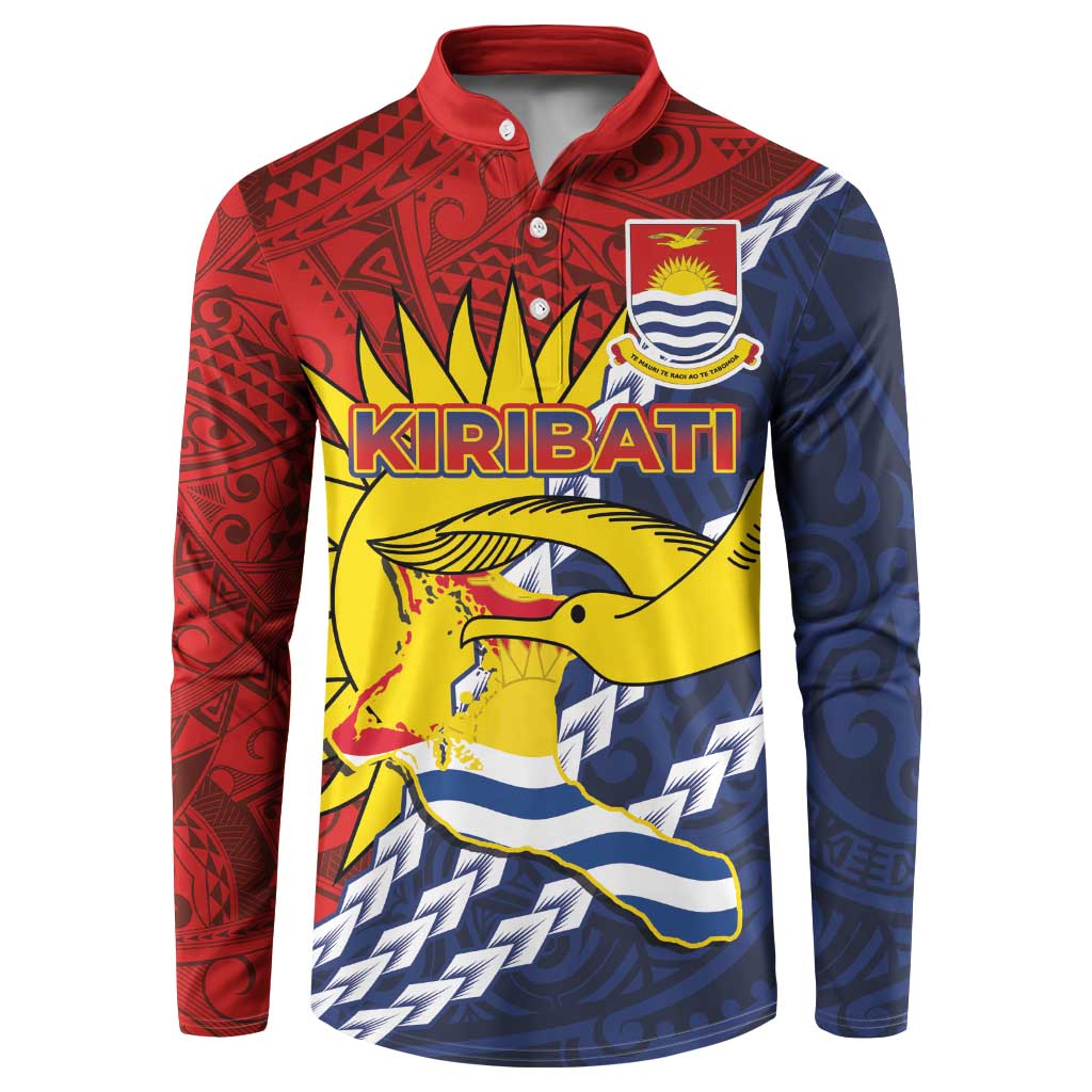 Kiribati Independence Day Button Sweatshirt Polynesian and Melanesian Art Tattoo LT03 Red - Polynesian Pride