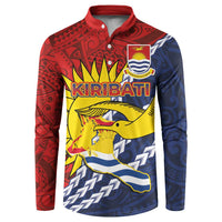 Kiribati Independence Day Button Sweatshirt Polynesian and Melanesian Art Tattoo LT03 Red - Polynesian Pride