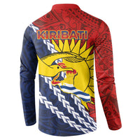 Kiribati Independence Day Button Sweatshirt Polynesian and Melanesian Art Tattoo LT03 - Polynesian Pride