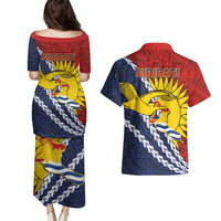 Kiribati Independence Day Couples Matching Puletasi and Hawaiian Shirt Polynesian and Melanesian Art Tattoo LT03 - Polynesian Pride