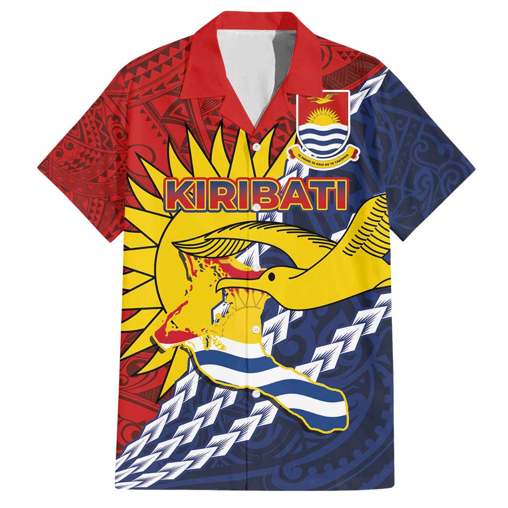 Kiribati Independence Day Family Matching Long Sleeve Bodycon Dress and Hawaiian Shirt Polynesian and Melanesian Art Tattoo LT03 Dad's Shirt - Short Sleeve Red - Polynesian Pride