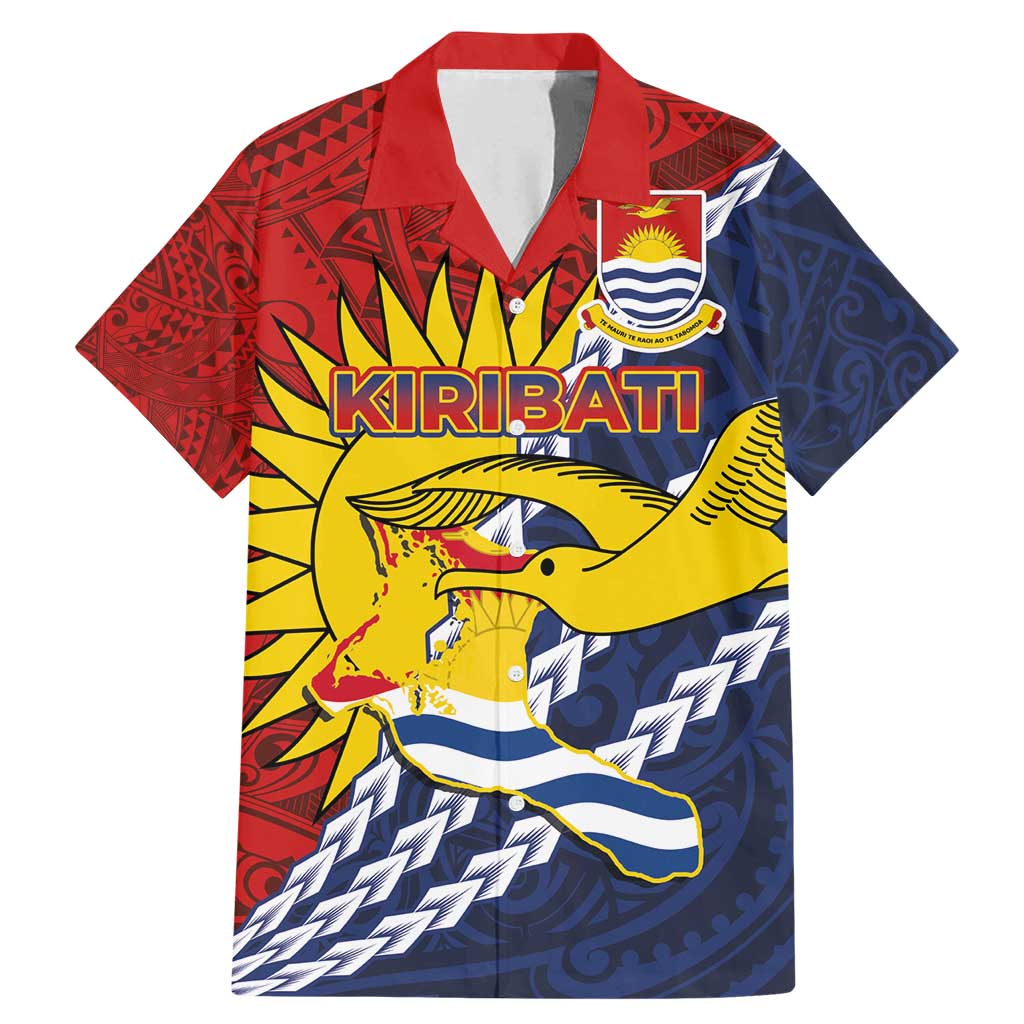 Kiribati Independence Day Family Matching Mermaid Dress and Hawaiian Shirt Polynesian and Melanesian Art Tattoo LT03 Dad's Shirt - Short Sleeve Red - Polynesian Pride