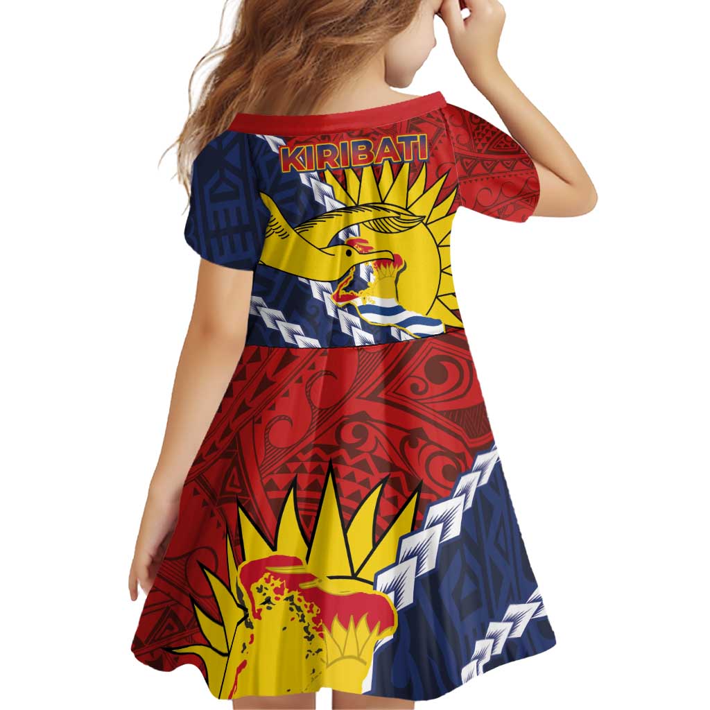Kiribati Independence Day Family Matching Off Shoulder Short Dress and Hawaiian Shirt Polynesian and Melanesian Art Tattoo