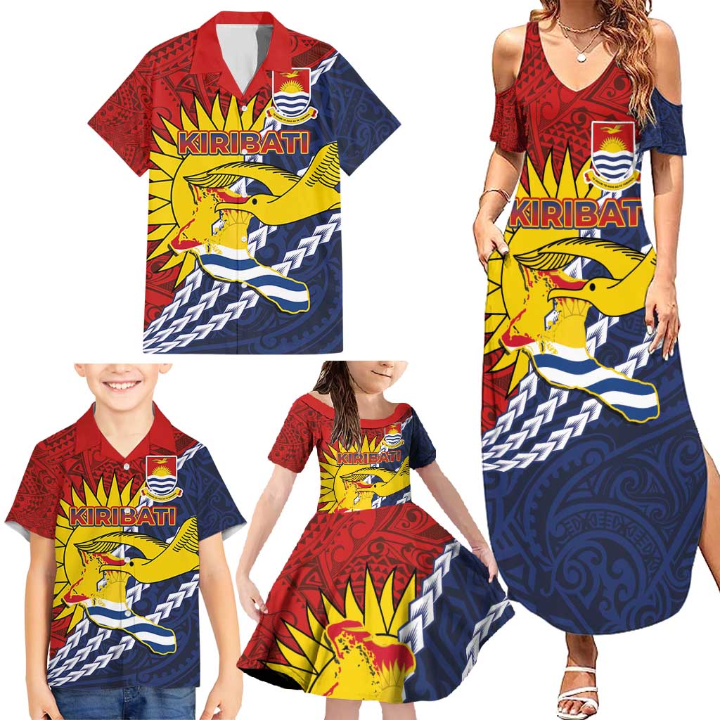 Kiribati Independence Day Family Matching Summer Maxi Dress and Hawaiian Shirt Polynesian and Melanesian Art Tattoo LT03 - Polynesian Pride