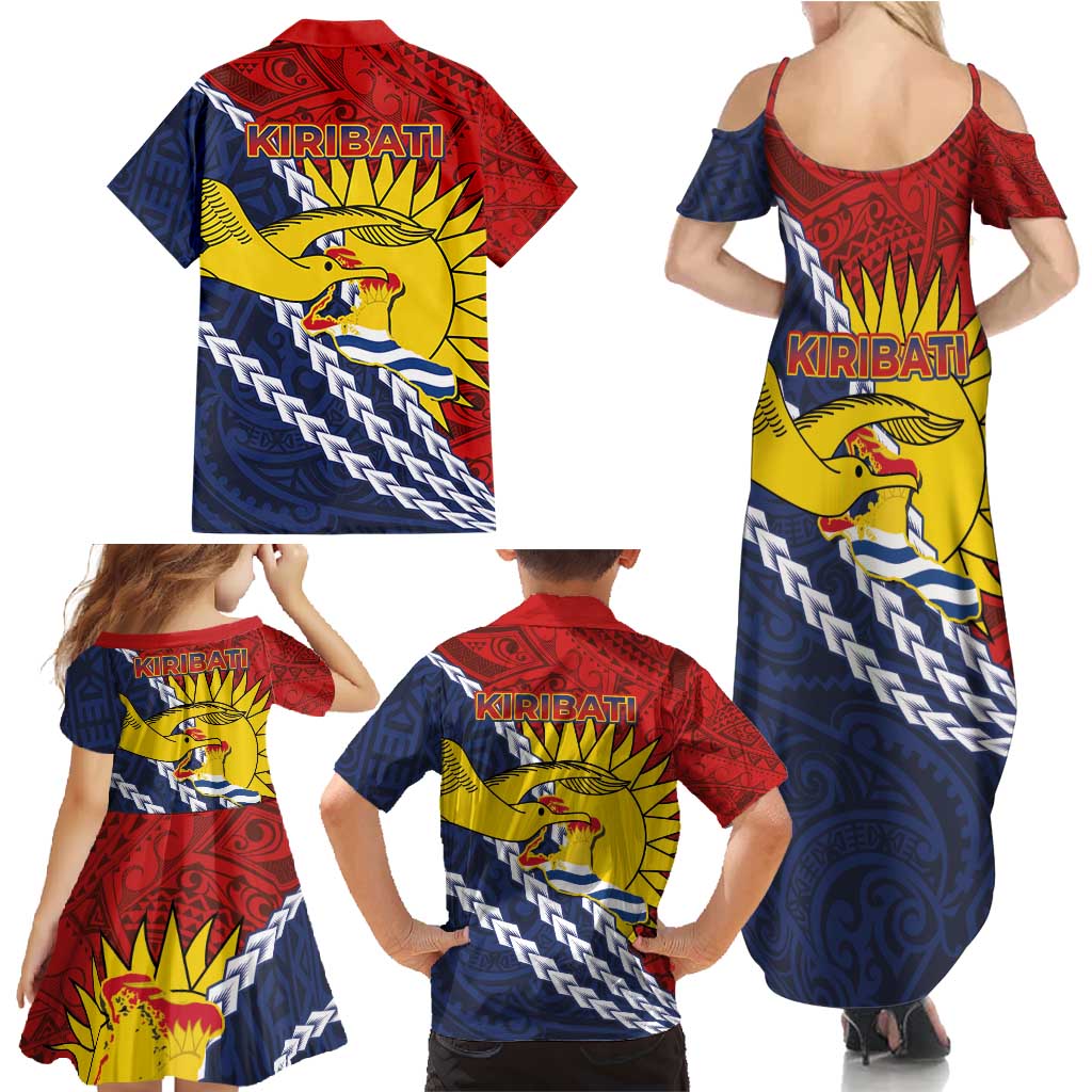 Kiribati Independence Day Family Matching Summer Maxi Dress and Hawaiian Shirt Polynesian and Melanesian Art Tattoo LT03 - Polynesian Pride
