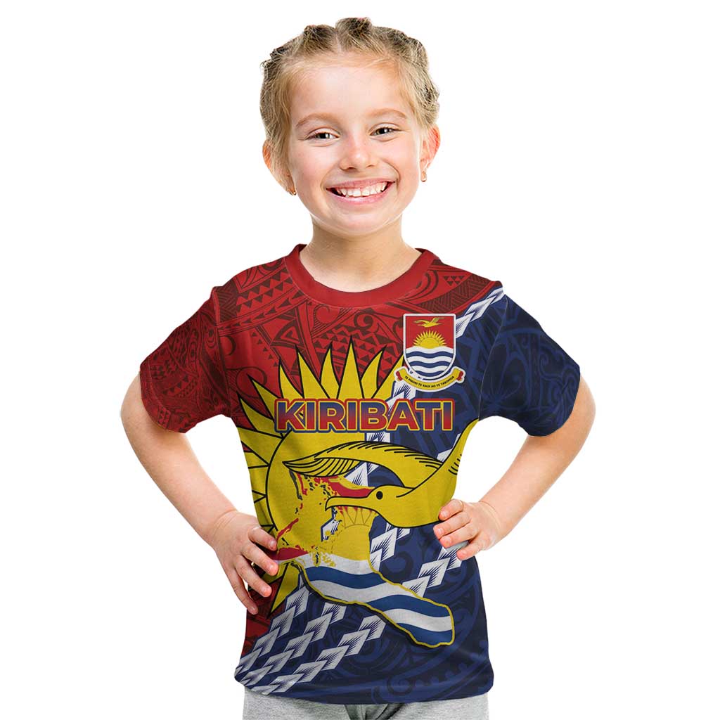 Kiribati Independence Day Kid T Shirt Polynesian and Melanesian Art Tattoo LT03 Red - Polynesian Pride