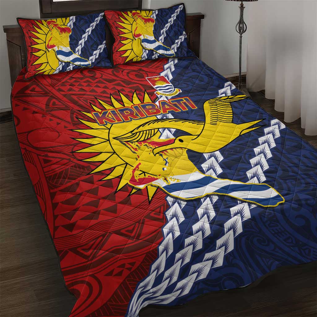 Kiribati Independence Day Quilt Bed Set Polynesian and Melanesian Art Tattoo