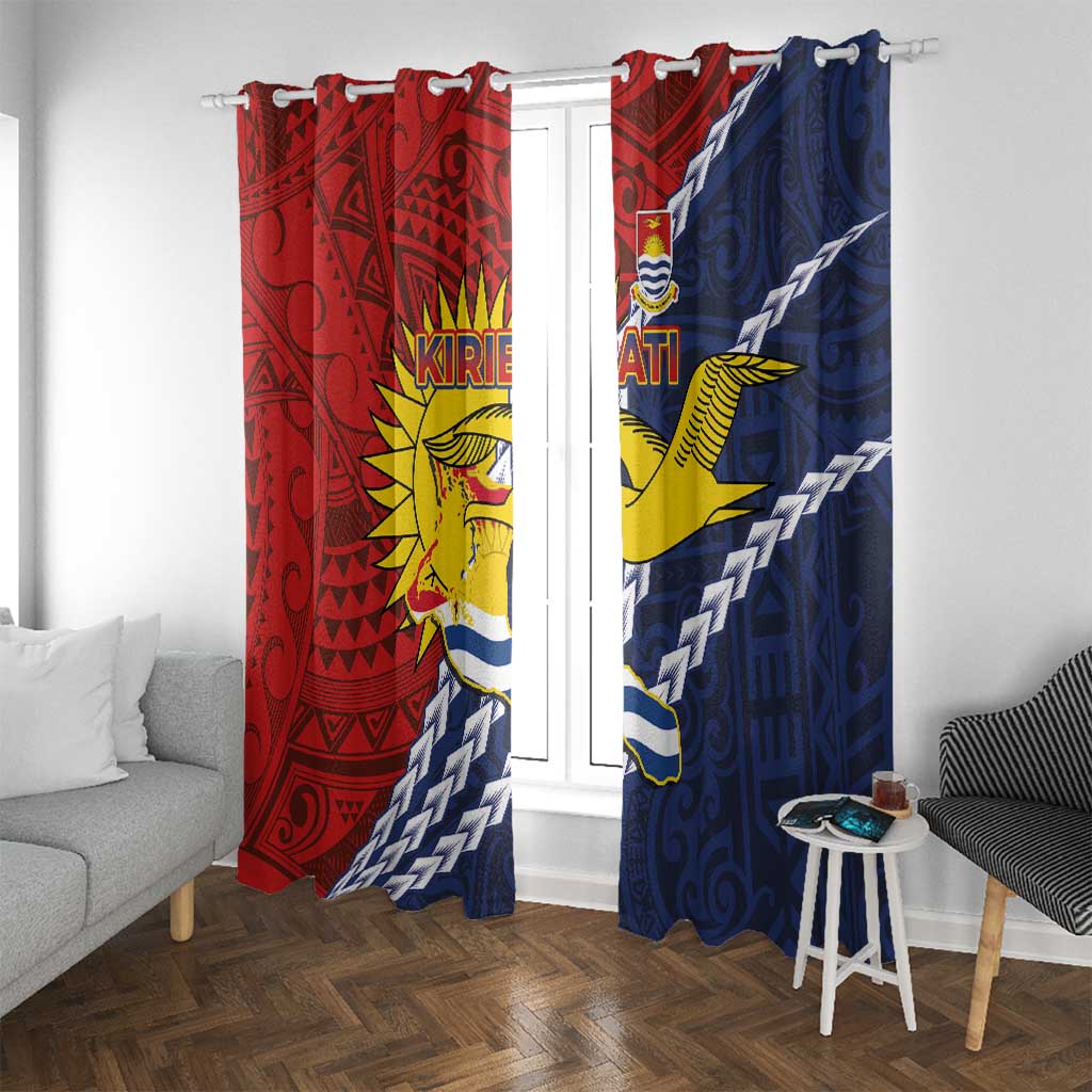 Kiribati Independence Day Window Curtain Polynesian and Melanesian Art Tattoo LT03 With Grommets Red - Polynesian Pride