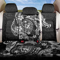 Guam Dolphins Tribal Tattoo Back Car Seat Cover Polynesian Art and Tropical Flower Grayscale