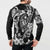 Guam Dolphins Tribal Tattoo Button Sweatshirt Polynesian Art and Tropical Flower Grayscale