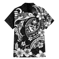 Guam Dolphins Tribal Tattoo Family Matching Mermaid Dress and Hawaiian Shirt Polynesian Art and Tropical Flower Grayscale