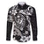 Guam Dolphins Tribal Tattoo Family Matching Short Sleeve Bodycon Dress and Hawaiian Shirt Polynesian Art and Tropical Flower Grayscale
