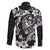 Guam Dolphins Tribal Tattoo Family Matching Short Sleeve Bodycon Dress and Hawaiian Shirt Polynesian Art and Tropical Flower Grayscale