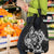 Guam Dolphins Tribal Tattoo Grocery Bag Polynesian Art and Tropical Flower Grayscale