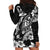 Guam Dolphins Tribal Tattoo Hoodie Dress Polynesian Art and Tropical Flower Grayscale