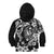 Guam Dolphins Tribal Tattoo Kid Hoodie Polynesian Art and Tropical Flower Grayscale
