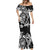 Guam Dolphins Tribal Tattoo Mermaid Dress Polynesian Art and Tropical Flower Grayscale