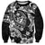 Guam Dolphins Tribal Tattoo Sweatshirt Polynesian Art and Tropical Flower Grayscale