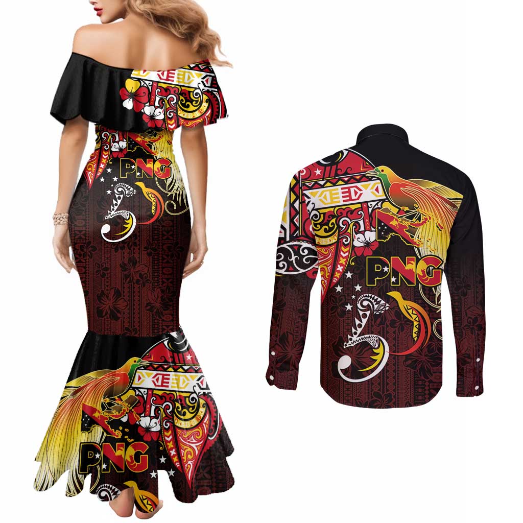 Papua New Guinea 2025 Couples Matching Mermaid Dress and Long Sleeve Button Shirt 50th Independence Day Anniversary LT03 - Polynesian Pride
